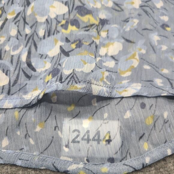 APT 9 Shirt Womens XL Blue Floral Button Front Lace Trim Sheer Blouse Top - Picture 10 of 10